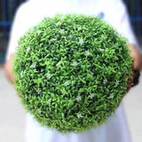 ZNTS 15'' Artificial Boxwood Topiaries,Garden Faux Topiary Ball Plants with White Flower for Indoor or 47800853