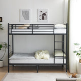 ZNTS Iron Bed Bunk Bed with Ladder for Kids Twin Size Black 67430277