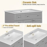 ZNTS 30-Inch Grey Bathroom Vanity with Ceramic Sink Combo, Abundant Storage Cabinet - 2 Soft-close Doors WF532032AAE