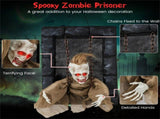 18"x12.5" Sound-Activated Halloween Zombie Prisoner Decor - Glowing Red Eyes, Creepy Sounds & 38442131
