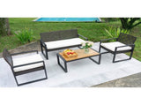 4-Piece Patio Furniture Set Outdoor Balcony Porch Garden Backyard Lawn Furniture Acacia Wood Table W2391P149819