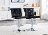 A set of 2 black vintage crocodile leather lift bar chairs, featuring crystal clasp design and W3875P371070