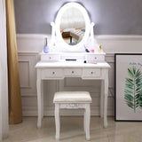 With Light Bulb Single Mirror 5 Drawer Dressing Table White61588080,60709581 72228893