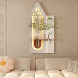Adjustable 3-Color LED Sandstone Wall Decor with Simulated Green Plants - 3D Art Sculpture, Glass W2700P313032