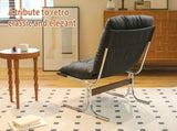 Leather Armchair, Modern Accent Chair High Back, Living Room Chairs with Metal Legs and Soft Padded, W2105P584379