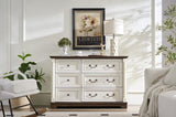 Farmhouse Style 6 Drawer Dresser Chest with Base Wooden Rustic Chest of Drawers, Storage Dresser W2393P252364