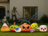 8 ft Long Halloween Inflatable Pumpkin Candy Display with Eyeball and 7 Warm White LED Lights 56535524