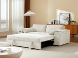 Beige Loveseat Sleeper Sofa with Storage Armrest ,USB Port W588P444893