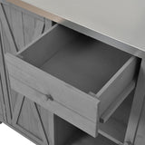 Outdoor Kitchen Island Fir Wood Kitchen Island with Stainless Steel Top, Ample Storage Space, Towel N719P246553R