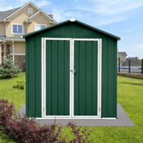 ZNTS Outdoor storage sheds 4FTx6FT Apex roof Green+White W1350112697