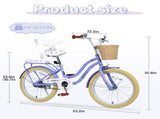 Multiple Colors,Girls Bike with Basket for 7-10 Years Old Kids,20 inch wheel ,No Training Wheels W1019P326440