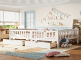 Full Platform Bed with Full-length Guardrails, Kids Platform Bed with Storage Drawers, Childlike and W1580P534503
