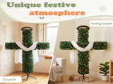 5FT Green Cross-Shaped Christmas Tree with Scarf & Headband, PVC 446 Tips, DIY 100 Warm White LED 03461408