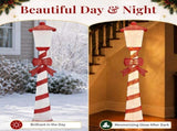 5FT Red & White Lighthouse with 110 Warm White LEDs, Fabric-Covered Christmas Light Decor, US Plug 17597569
