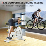Indoor Exercise Bike Cycling Bike with Comfortable Seat Cushion YellowWhite W2031P313251