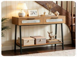 LED Console Table with Remote, 36 Narrow Entryway Table with 2 Fluted Drawers & Open Shelf, 16 RGB 10463961