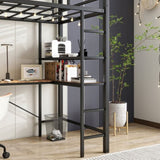 Twin Size Loft Bed with L Shaped Desk and Shelves, Charging Station, Led Lights, Safety Guard & W840P210910