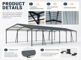 12*32 FT Carport, Heavy Duty Carport with Galvanized Steel Roof and Frame, Metal Carport Large W540P478292