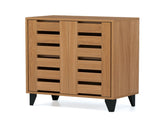 24" Farmhouse Shoe Cabinet with 2 Louvered Doors - 4-Tier Shelves, 3 Adjustable Layers 29651966