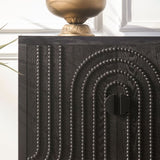 Modern Black Sideboard Cabinet with Decorative Nailhead Accents, Stylish Storage Solution for Dining 93430200