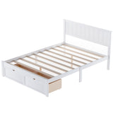 ZNTS Full Size Platform Bed with Under-bed Drawers, White 50131795