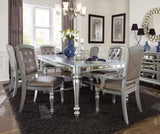 ZNTS Glamourous Silver Finish Rectangular Dining Table 1pc Draw Leaf Mirror Trim Apron Dining Room B01152297