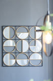 35.6" in Eclectic Styling Metal Beaded Black Wall Mirror with Contemporary Design for W2078124371