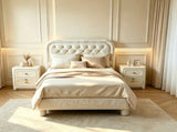 Twin Size Single Upholstered Platform Bed Frame with 46" Tufted Boucle Headboard, Wooden Slat 17376989
