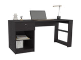 Computer Desk, 1 Drawer, 2 Shelves, Black B097P262381