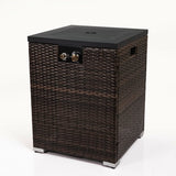 Wicker Fire Pit Column with Glass Wind Guard 56659586
