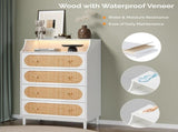 () 4-Drawer Dresser with Rattan-Finish Fronts and RGB Lighting Particleboard 81878856
