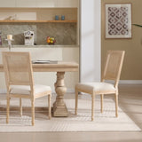 French Country Dining Chairs Set of 2, Upholstered Chairs with Nature Rattan Square Back, Wire W3426P324535