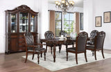 Traditional Set of 2pcs Arm Chairs Brown Cherry Solid wood Espresso Leatherette Tufted Formal Dining B011P197301