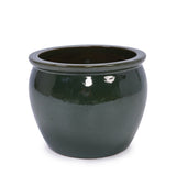 Handmade Dark Green Glazed Ceramic Planter Set of 3, 15/12/9 Inch Diameter, Solid Glossy Finish, for W3273P321543