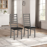 Metal Dining Chairs Set of 2, Steel Legs and PU Leather Seats, High Back Armless Dining Chairs, for W757P232712