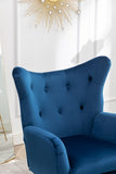 Sovarol Velvet Button-Tufted Wing Back Accent Chair, Blue T2574P164251