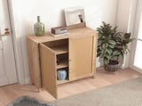 Mid-Century Modern Storage Cabinet with Woven Rattan Doors & Adjustable Shelves - Perfect for Living W3151P288911