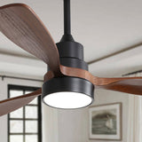 48 Inch Modern Ceiling Fan With Lights 3 Wood Fan Blade Noiseless Reversible Motor Smart Remote W934P152307