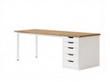 47 Inch Modern Computer Desk with 5 Reversible Drawers, Study Writing Table for Home Office 06980765
