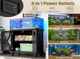 20 Gallon Fish Tank Stand with Power Outlets, Farmhouse Decorative Aquarium Stand N704P350196B