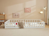 White Full-Size Wooden Toddler Crib Bed with Door & Floorboard Convertible Kids Safety Bed 91517336