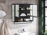 23.62"Glass Doors Modern Two-door Wall Cabinet with Featuring Two-tier Enclosed Storage, an Open W757143036