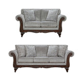 Hernen Carved Wood Frame Gray Sofa and Loveseat Set T2574P195802