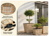 3-Piece Nested Rattan Planter Set, UV Resistant PP Wicker Plant Boxes with Removable Liner & 32949696