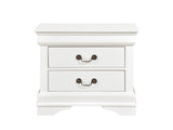 Traditional Design White Finish Nightstand 1pc Antique Drop Handles Drawers Bed Side Table Bedroom B01149269