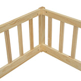 Double Twin Floor Bed with Fence, Guardrails, without door, Natural W504P143287