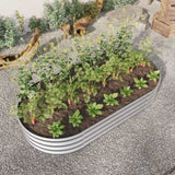 Raised Garden Bed Outdoor, Oval Large Metal Raised Planter Bed for for Plants, Vegetables, and W840101952