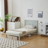 Twin Size Solid Wood Platform Bed Frame with Headboard Gray Wash 79929516