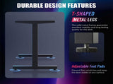 55" Gaming Desk with Smart APP & Remote RGB Lights, Carbon Fiber Surface Computer Table with Full 06095805