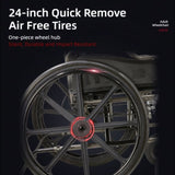 Folding Manual Transport Wheelchair, 18" Seat With Front and Rear Locking Hand Brakes, 24" Quick W3121P296753